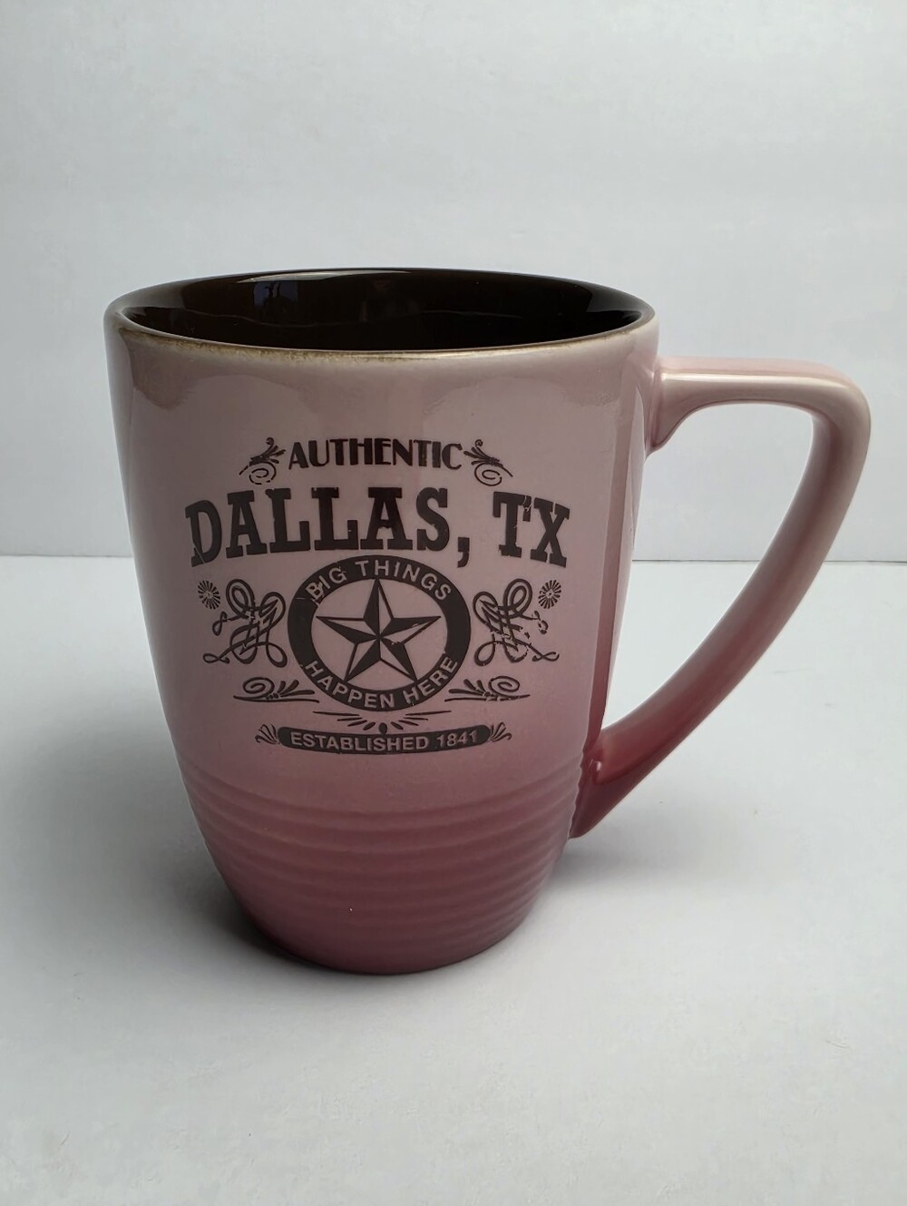 Dallas Texas Ceramic Coffee Mug Big Things Happen Here - Color Fade 16oz.